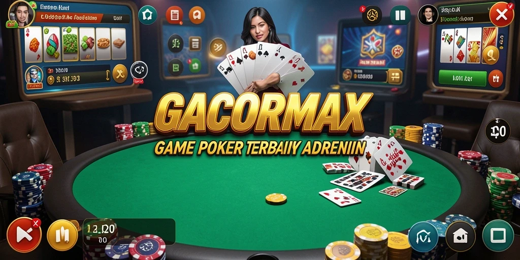 Tampilan screenshot game GACORMAX menunjukkan gameplay Poker yang seru dan kompetitif.