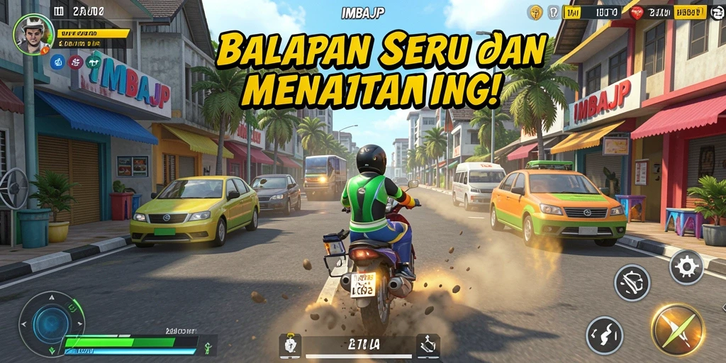 Screenshot IMBAJP yang menampilkan aksi balap yang mendebarkan.