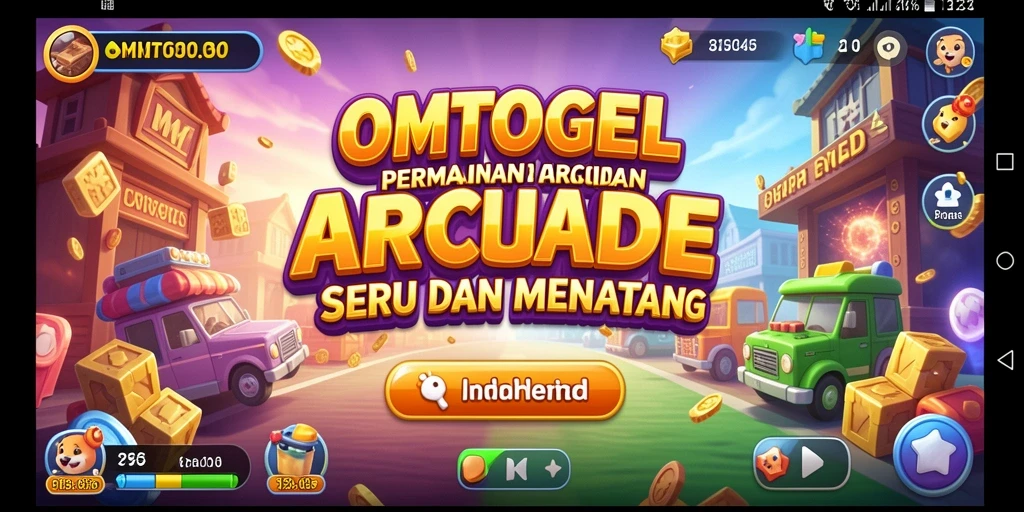 Screenshot utama OMTOGEL menampilkan aksi seru dalam permainan arcade.