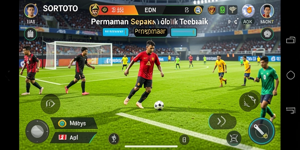 Tampilan gameplay menarik dalam SORTOTO dengan aksi sepak bola yang mendebarkan.